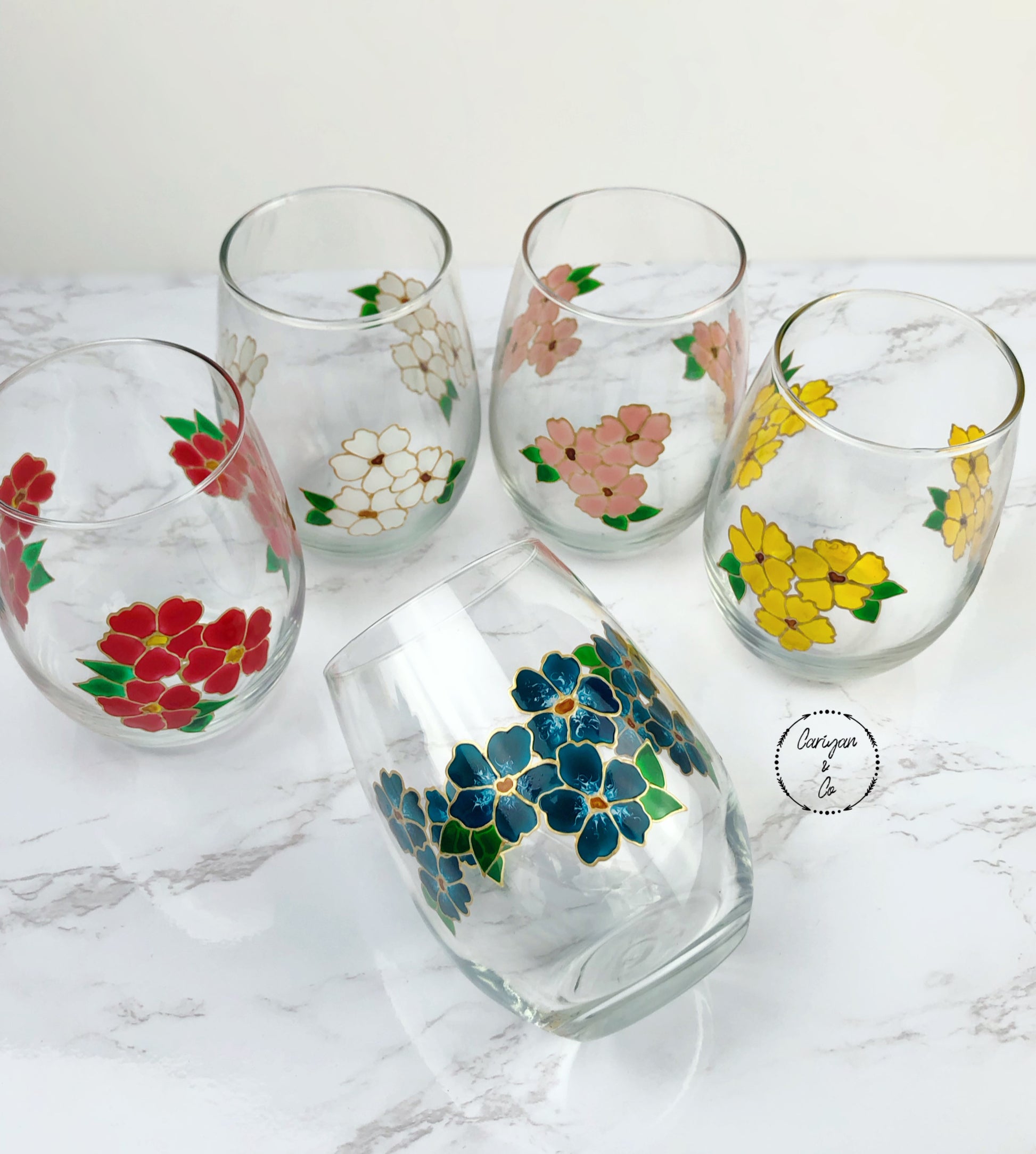Glass Beach Ocean Themed Stem Wine Glass Blue Teal and Gold Glitter Wine  Glass Mom Gift Hand Painted Housewarming Gift 