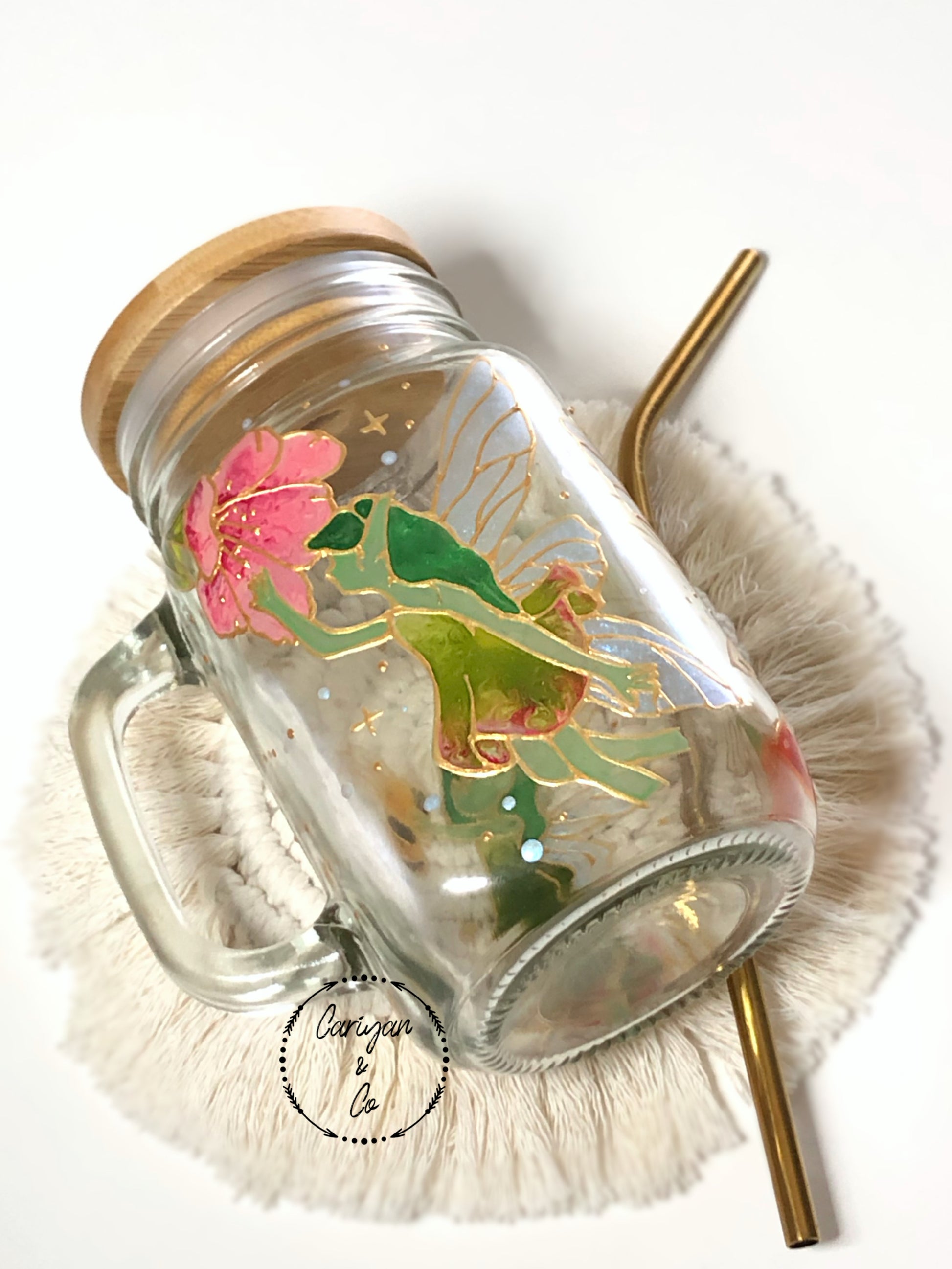 Iced Coffee Glass Mug Cup, Glass Cup, Travel Mug Cup, Hand Painted Cof –  Cariyan & Co