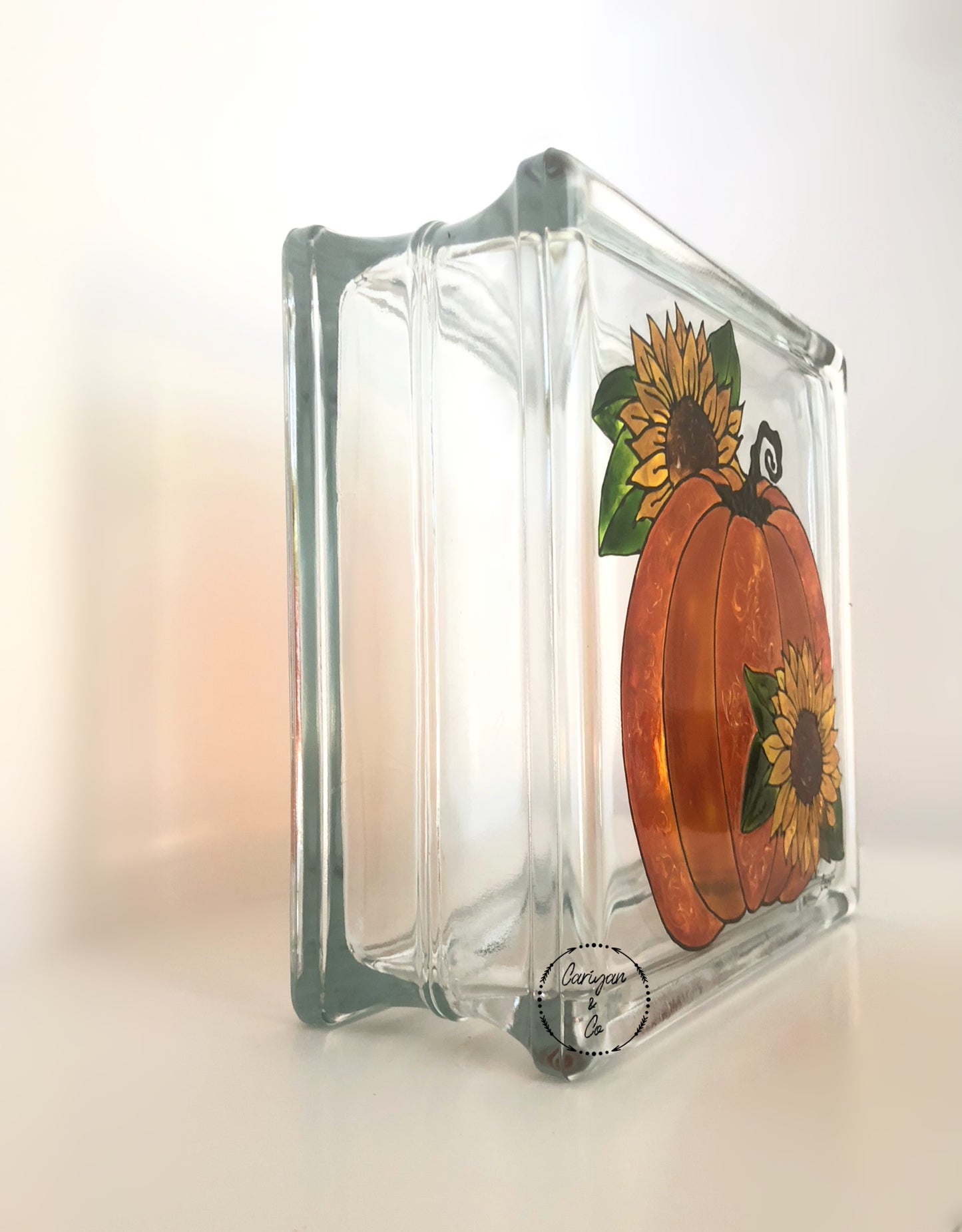 Pumpkin Sunflower Glass Box