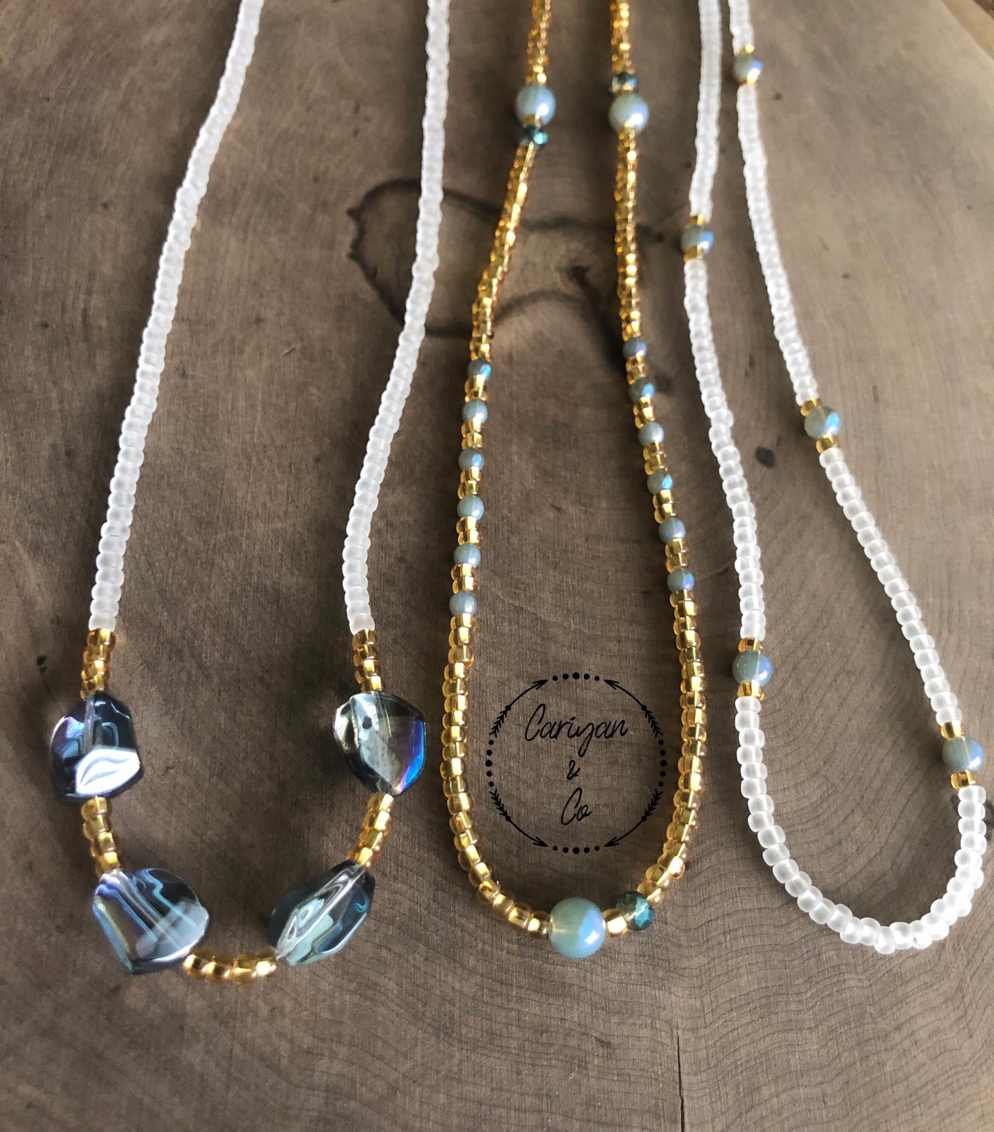 Waist Beads Set | Set of 3 Waist Beads | Matte White Waist Beads with Clasp | Crystal Waist Beads | Necklace Set | Gift for Her