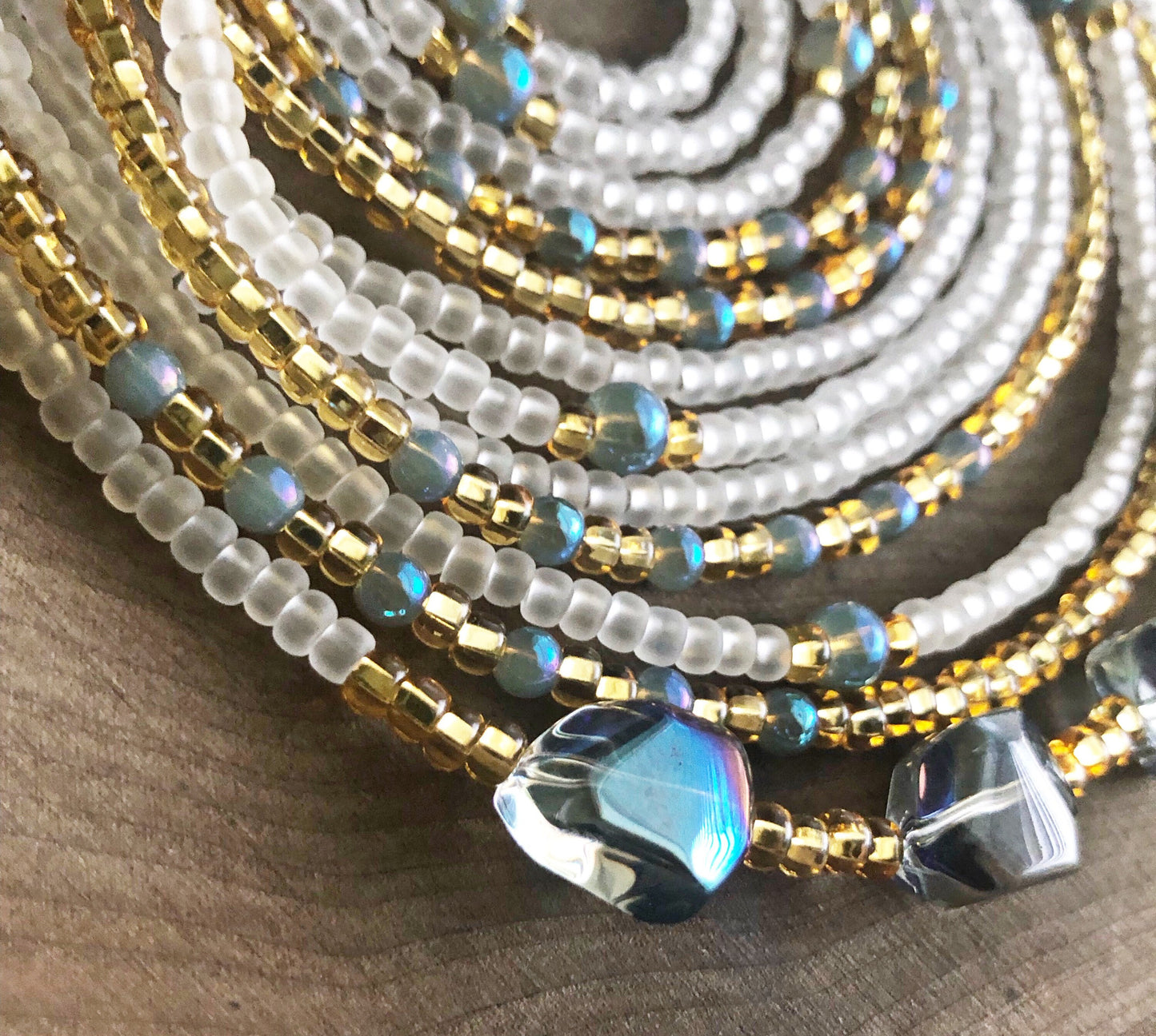Waist Beads Set | Set of 3 Waist Beads | Matte White Waist Beads with Clasp | Crystal Waist Beads | Necklace Set | Gift for Her