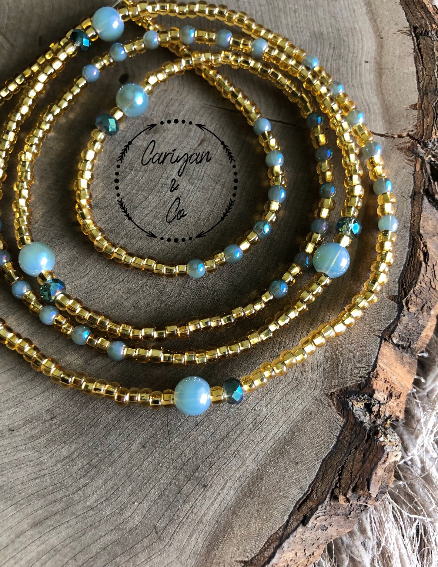 Blue Gold Single Waist Beads