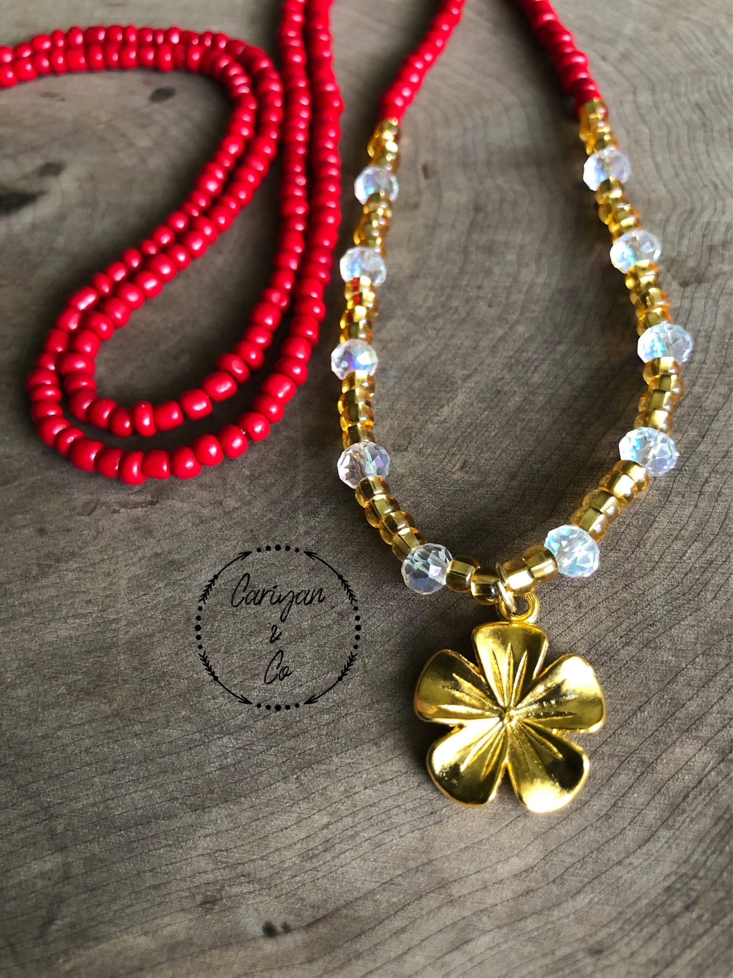 Red Custom Waist Beads with Charm