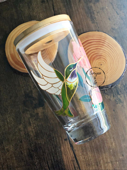 Iced Coffee Cup, Glass Coffee Cup, Glass Coffee Mug, Glass Cup, Travel Mug Cup, Hand Painted Glasses