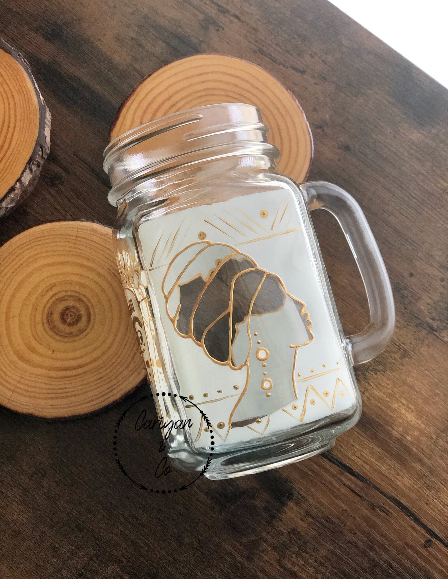 Africa Glass Coffee Mug, Iced Coffee Cup, Glass Cup, Travel Mug Cup, Hand Painted Glasses, Personal Mug Cup, Sun Coffee Mug