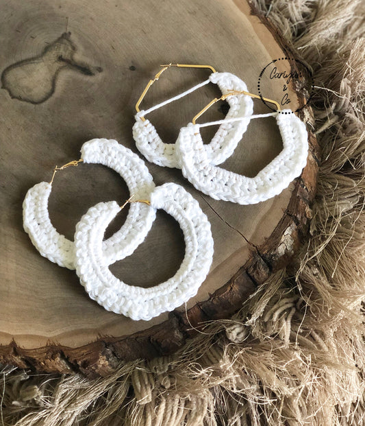 White Hoop Earrings