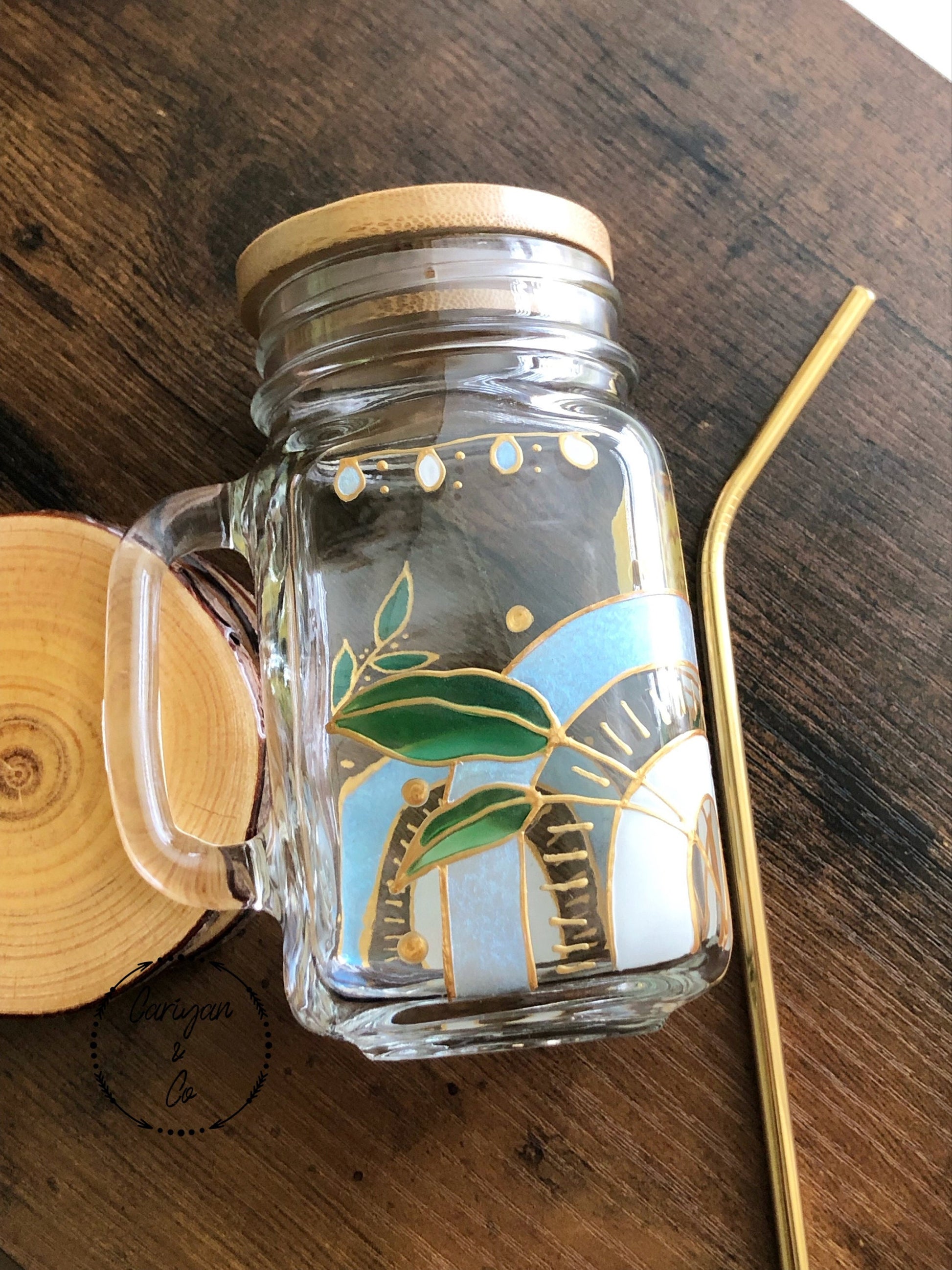 Iced Coffee Cup, Glass Cup, Travel Mug Cup, Rainbow Leaves Glass Coffe –  Cariyan & Co