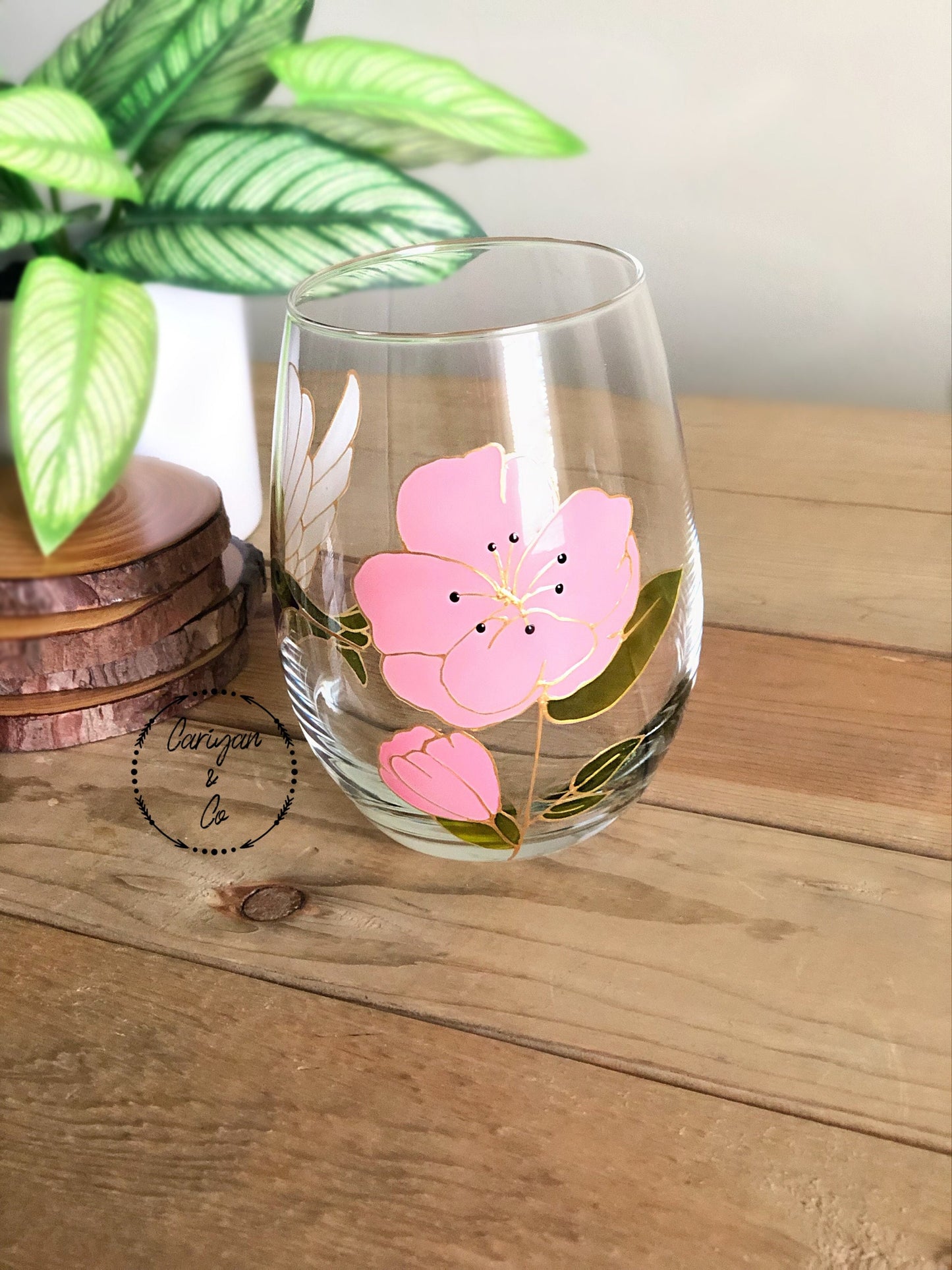 Stemless Wine Glasses, Hummingbird Wine Glass