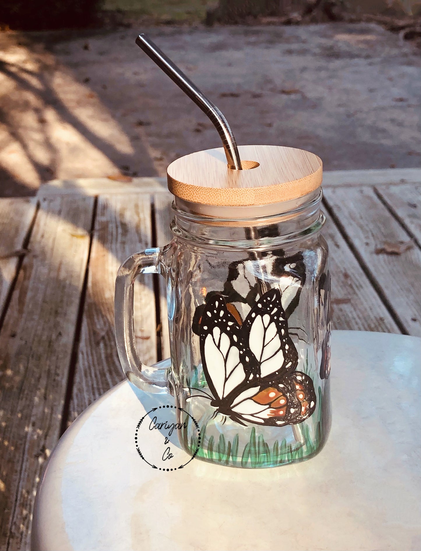 Butterfly Iced Coffee Glass Cup Libbey Glass Cup Iced -  in