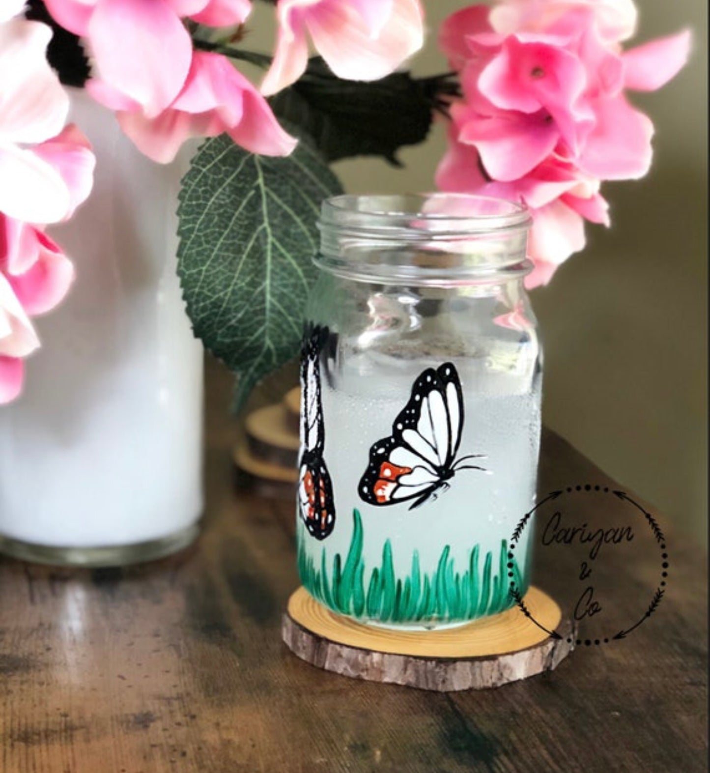 Butterfly Iced Coffee Glass Cup Mug, Malabar tree-nymph Butterfly Cup
