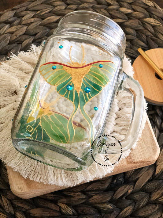 Luna Moth Glass Coffee Mug Cup
