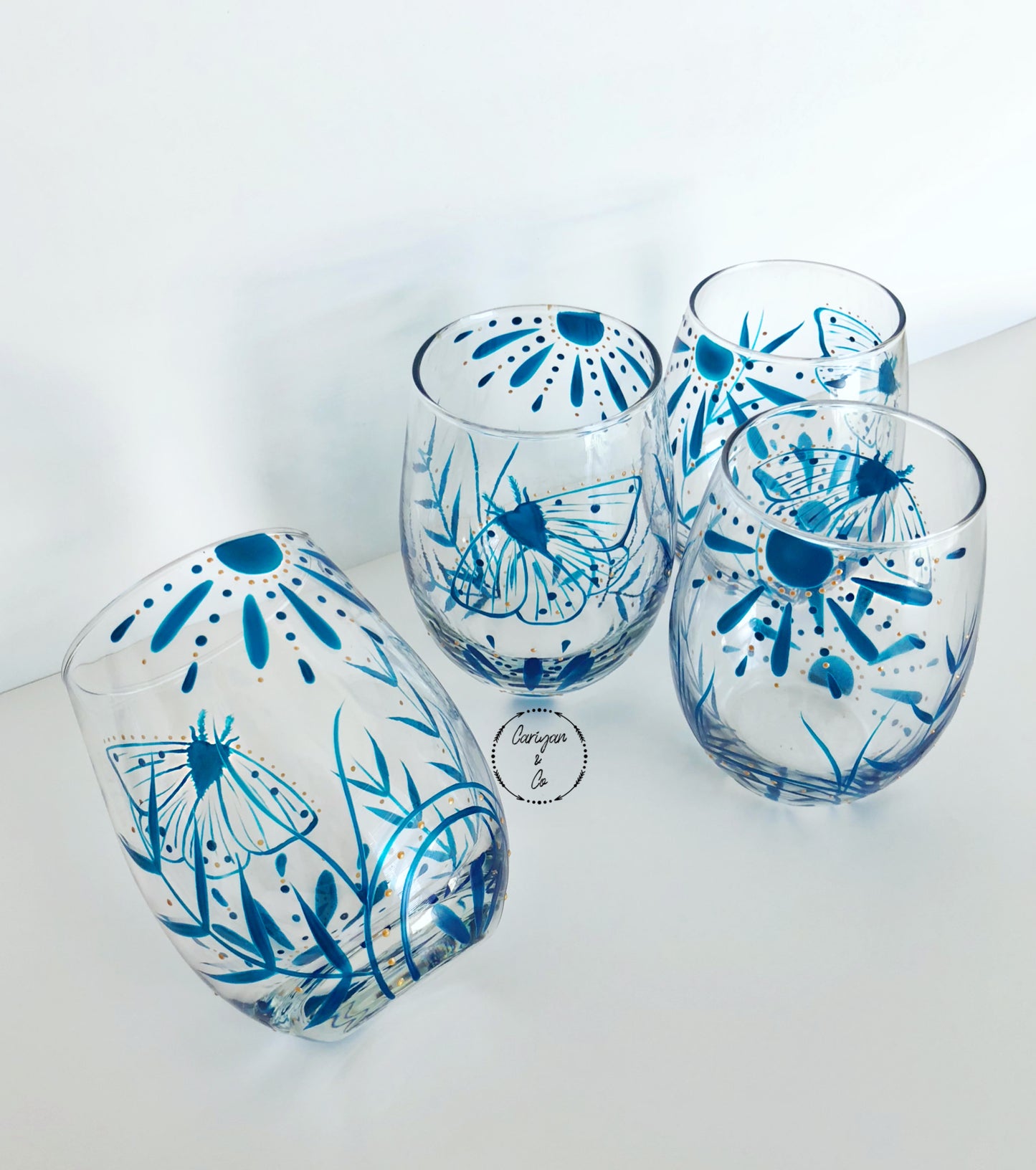 Blue Porcelain Inspired Wine Glass