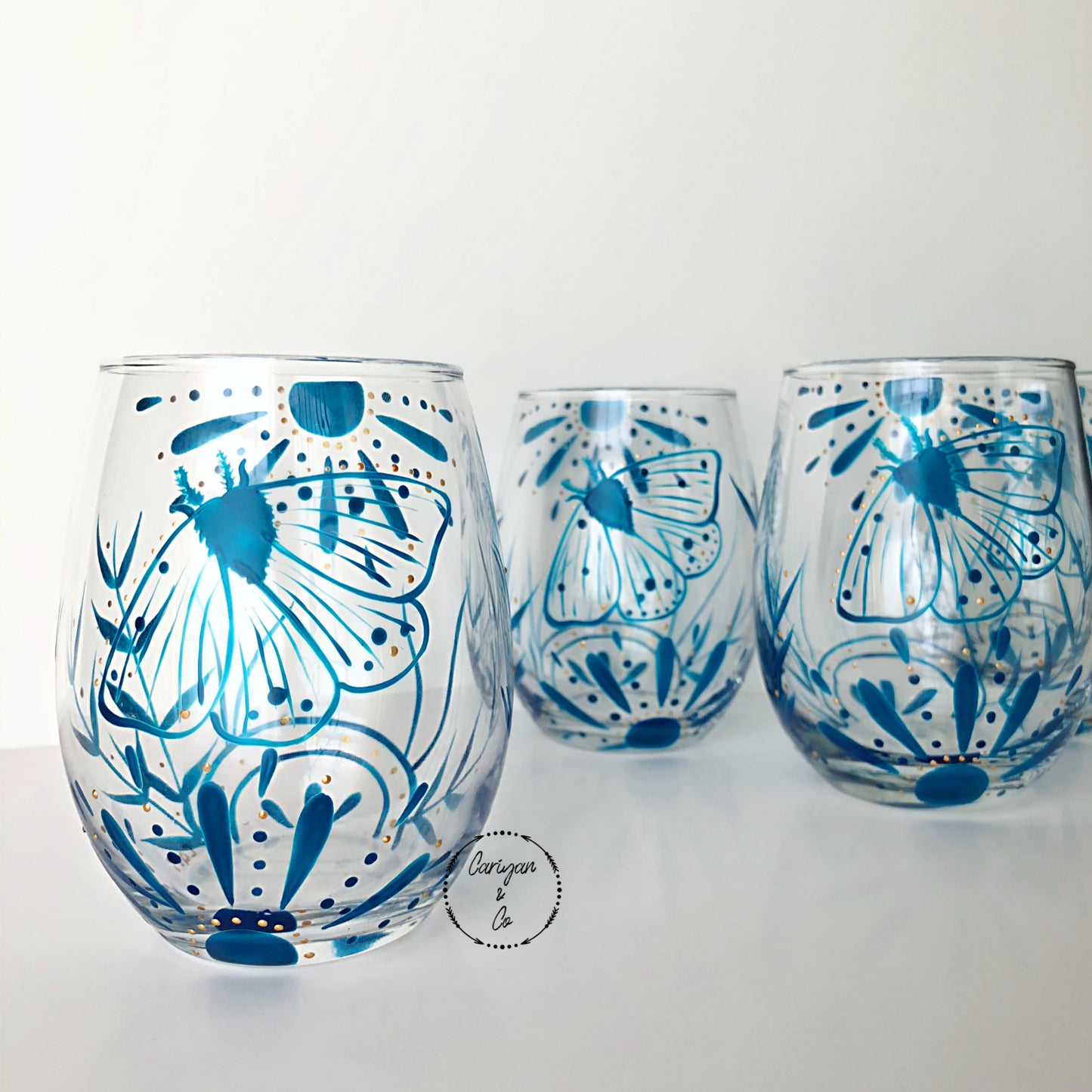 Blue Porcelain Inspired Wine Glass