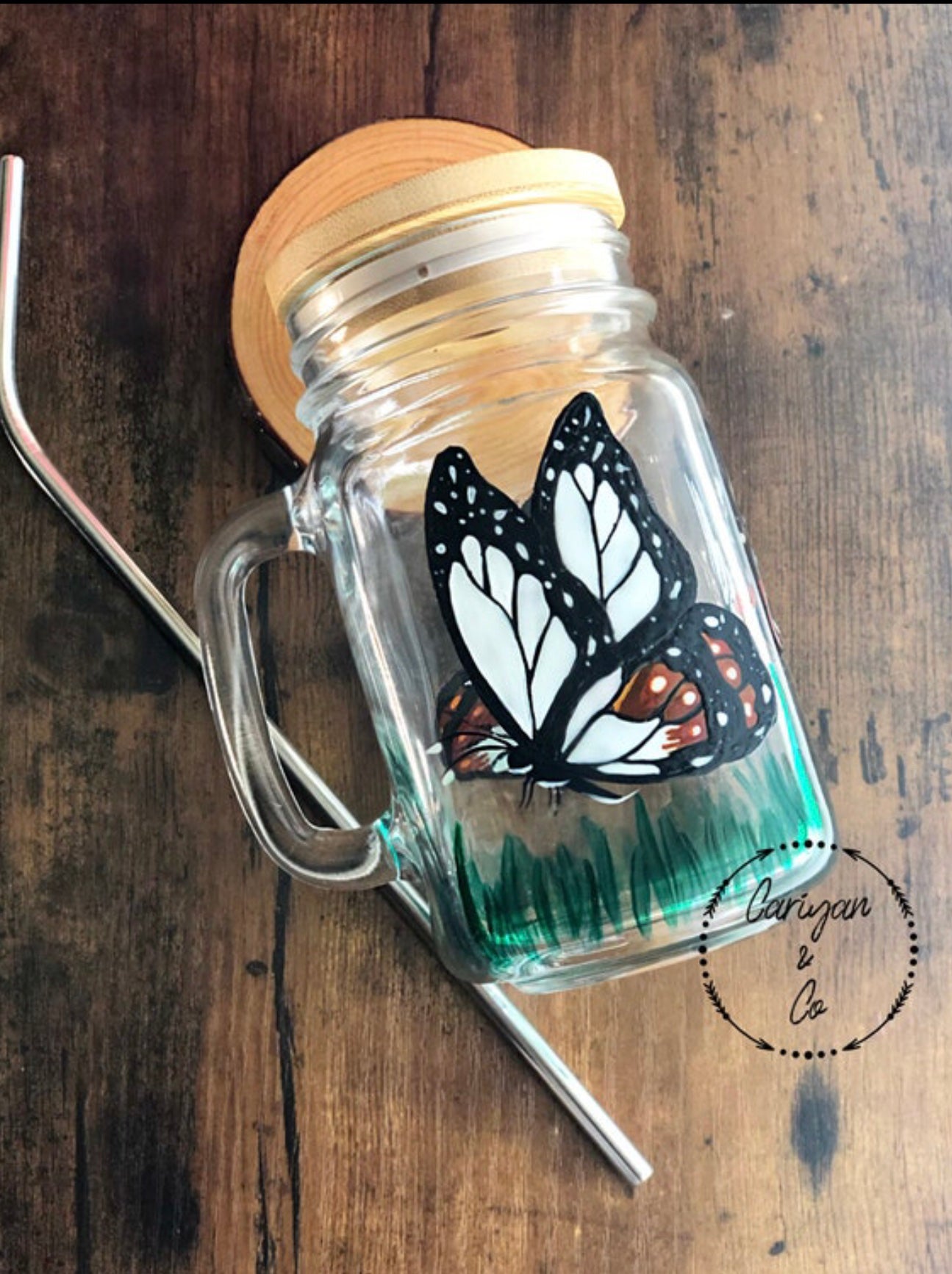 Butterfly Iced Coffee Glass Cup Mug, Malabar tree-nymph Butterfly Cup