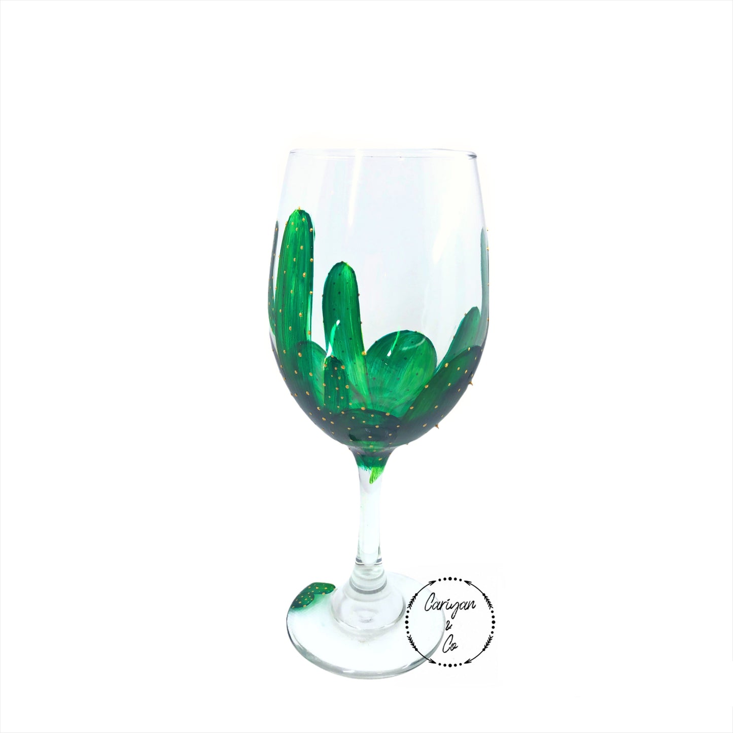 Cactus Stemmed Wine Glasses, Succulent Wine Glasses, Hand Painted Wine Glasses