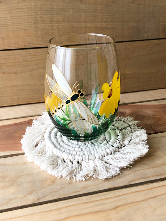 Dragonfly Stemless Wine Glass