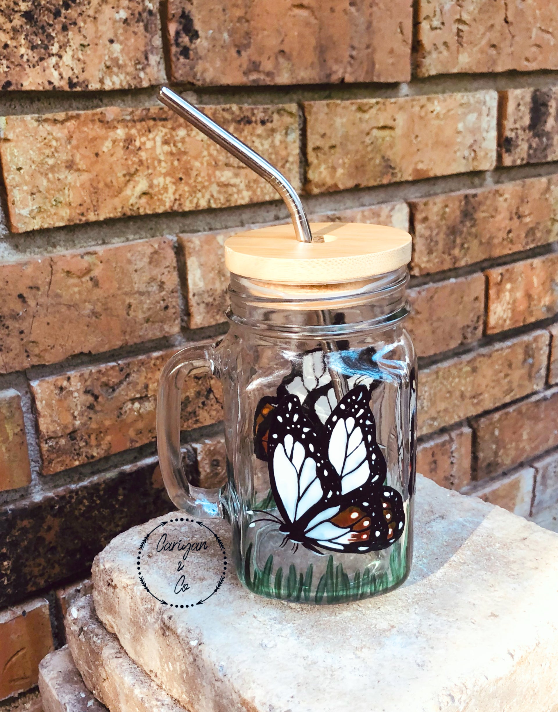 Butterfly Iced Coffee Glass Cup Libbey Glass Cup Iced -  in