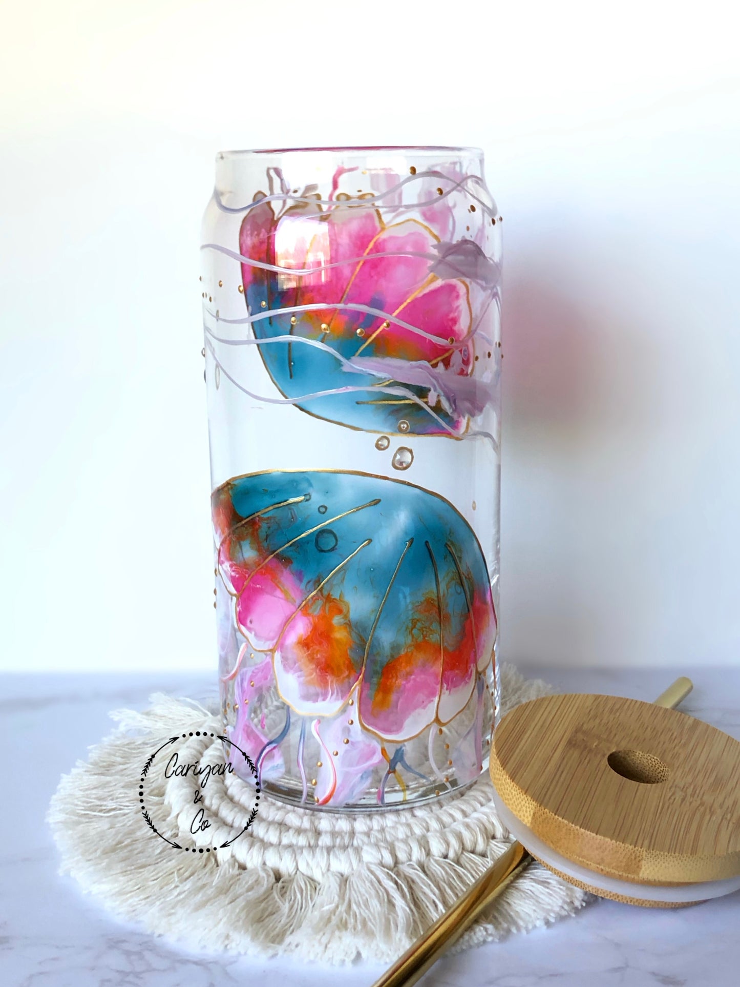 Jellyfish Glass Cup, Iced Coffee Glass Cup